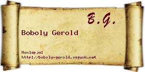 Boboly Gerold névjegykártya